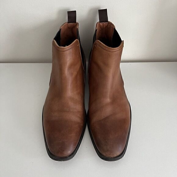 Florsheim Men's Beat Plain Toe Gore Chelsea Boots Size 8 Cognac Brown Leather - Picture 5 of 13